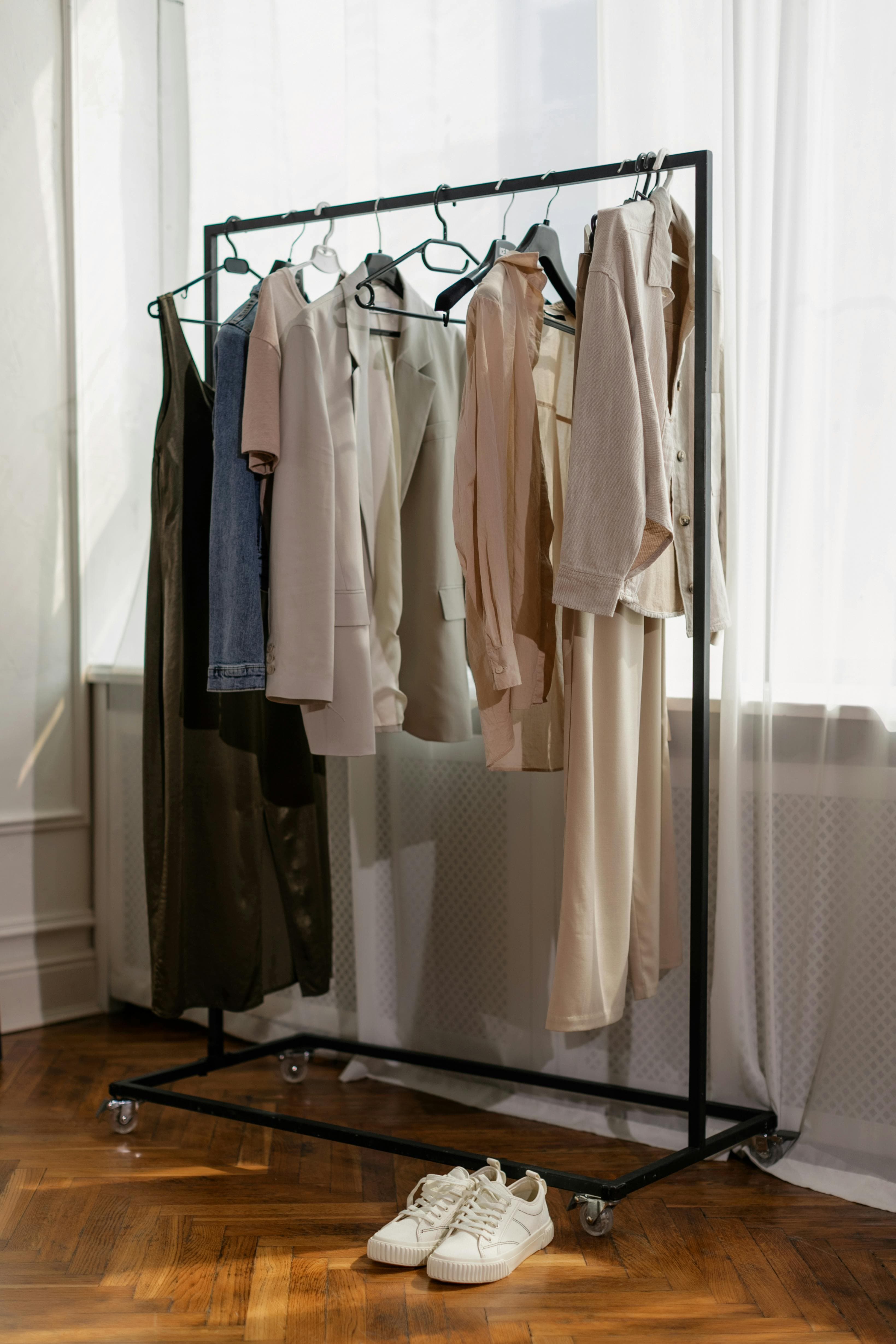 Curated clothing on a rack